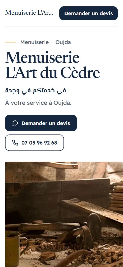 Aperçu du site Menuiserie L'Art du Cèdre