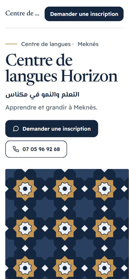 Aperçu du site Centre de langues Horizon