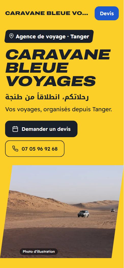 Aperçu du site Caravane Bleue Voyages